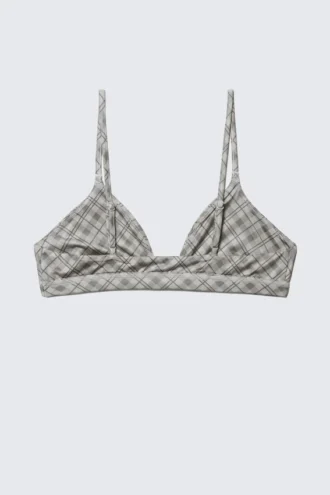 Weicher Triangel-Bralette – Kariert, Greige