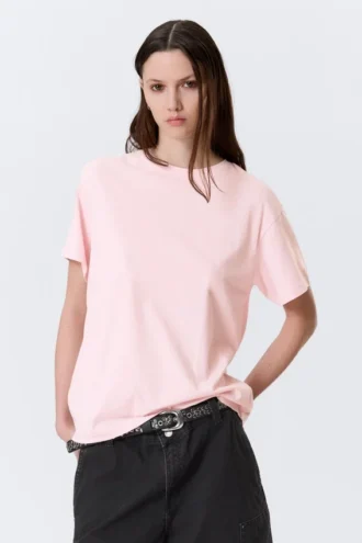 Weiches Baumwoll-T-Shirt in Regular-Fit – Hellrosa