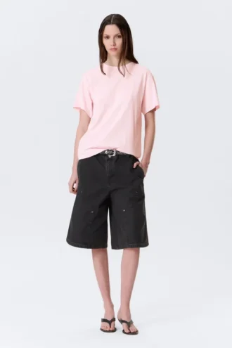 Weiches Baumwoll-T-Shirt in Regular-Fit – Hellrosa