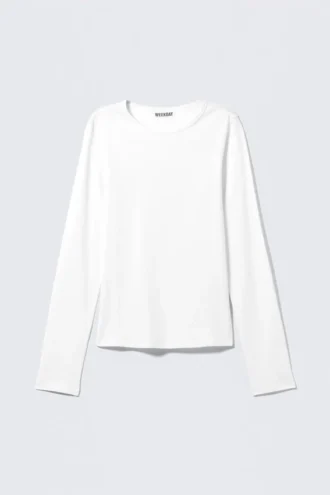 Weiches Langarmshirt aus Baumwolljersey – Weiß
