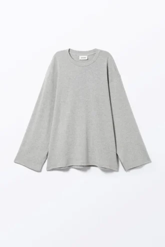 Weiches, oversized Langarmshirt – Grau meliert
