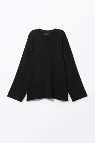 Weiches, oversized Langarmshirt – Schwarz