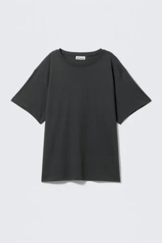 Weiches, oversized T-Shirt mit kurzen Ärmeln – Dunkelgrau