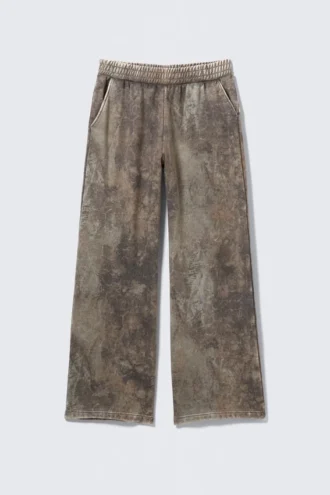 Weit geschnittene bedruckte Jogginghose – Khaki-Grün – Textured Forest