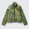 Weit geschnittene Fleecejacke mit Reißverschluss – Marbled Green Weit geschnittene Fleecejacke mit Reißverschluss – Marbled Green