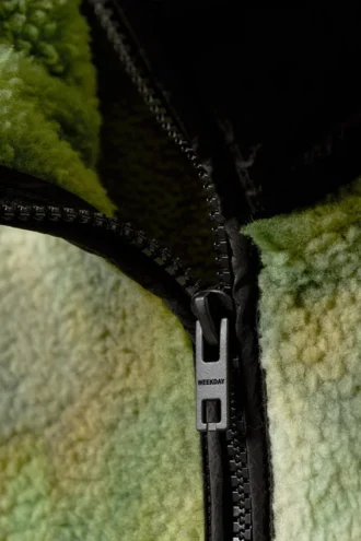 Weit geschnittene Fleecejacke mit Reißverschluss – Marbled Green