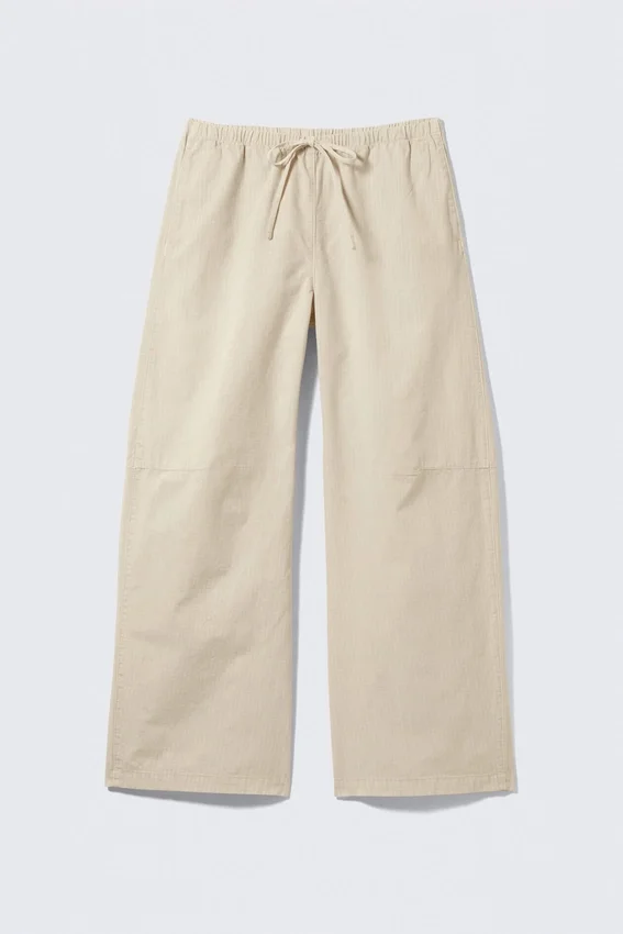 Weit geschnittene, gewaschene Ripstop-Hose – Hellbeige Weit geschnittene, gewaschene Ripstop-Hose – Hellbeige