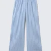 Weit geschnittene Hose aus Baumwolltwill – gestreift, blau Weit geschnittene Hose aus Baumwolltwill – gestreift, blau