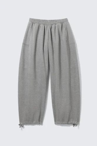Weit geschnittene Jogginghose aus Baumwollfleece – Grau meliert