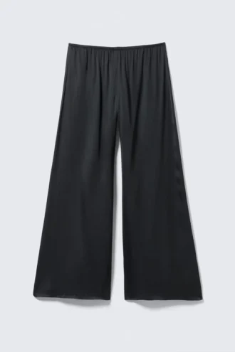 Weit geschnittene Satin-Hose mit drapiertem Schnitt – Dunkelgrau