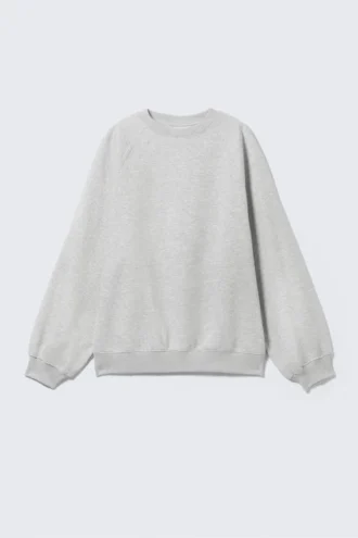 Weit geschnittener, schwerer Pullover – Grau meliert