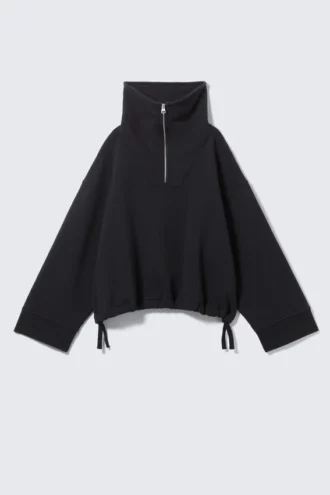 Weit geschnittenes Sweatshirt mit Trichterkragen – Dunkelgrau