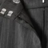 Weite Anzughose mit niedriger Taille – grau meliert mit Nadelstreifen Weite Anzughose mit niedriger Taille – grau meliert mit Nadelstreifen