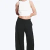Weite Anzughose mit niedriger Taille – Schwarz Weite Anzughose mit niedriger Taille – Schwarz