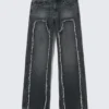 Weite, ausgefranste Low-Rise-Jeans mit weitem Bein – Kimberly Blue – Dunkelblau Weite, ausgefranste Low-Rise-Jeans mit weitem Bein – Kimberly Blue – Dunkelblau