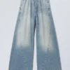 Weite, baggy Denim-Jogginghose – Tide Blue Weite, baggy Denim-Jogginghose – Tide Blue