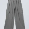 Weite Cargo-Jogginghose – Grau meliert Weite Cargo-Jogginghose – Grau meliert