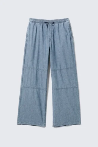 Weite Chambray-Hose – gewaschenes Blau