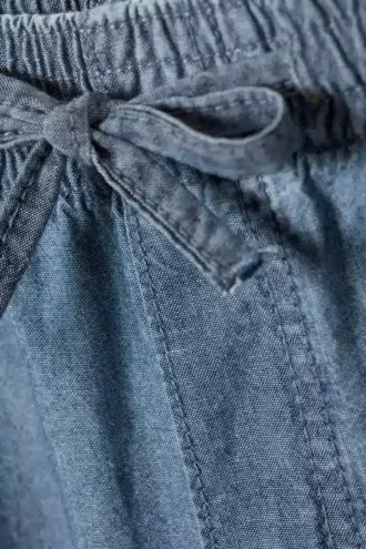 Weite Chambray-Hose – gewaschenes Blau