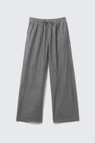 Weite Chambray-Hose – Schwarz meliert