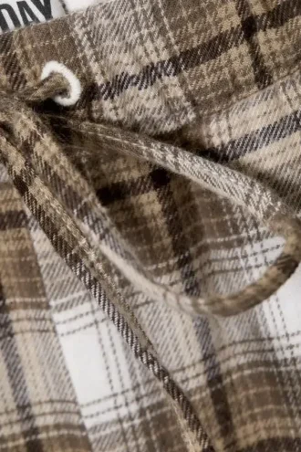 Weite Flanell-Pyjama-Hose – kariert, beige