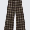Weite Flanell-Pyjama-Hose – kariert, dunkelbraun Weite Flanell-Pyjama-Hose – kariert, dunkelbraun