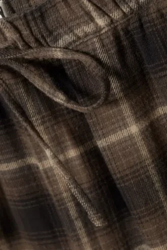Weite Flanell-Pyjama-Hose – kariert, dunkelbraun