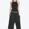 Weite Frottee-Shorts – Schwarz Weite Frottee-Shorts – Schwarz