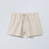Weite, gewaschene Pull-On-Shorts – Hellbeige Weite, gewaschene Pull-On-Shorts – Hellbeige