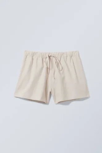 Weite, gewaschene Pull-On-Shorts – Hellbeige Weite, gewaschene Pull-On-Shorts – Hellbeige