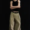 Weite Hose mit Falten und weitem Bein – Beige Weite Hose mit Falten und weitem Bein – Beige