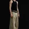 Weite Hose mit Falten und weitem Bein – Beige Weite Hose mit Falten und weitem Bein – Beige