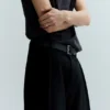 Weite Hose mit Falten und weitem Bein – Schwarz Weite Hose mit Falten und weitem Bein – Schwarz