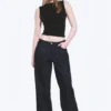 Weite Jeans mit mittlerer Leibhöhe und weitem Bein – Slub-Waschung – Dunkelblau Weite Jeans mit mittlerer Leibhöhe und weitem Bein – Slub-Waschung – Dunkelblau