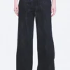 Weite Jeans mit mittlerer Leibhöhe und weitem Bein – Slub-Waschung – Dunkelblau Weite Jeans mit mittlerer Leibhöhe und weitem Bein – Slub-Waschung – Dunkelblau