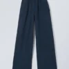 Weite, lange Jogginghose aus schwerem Stoff – Marineblau Weite, lange Jogginghose aus schwerem Stoff – Marineblau