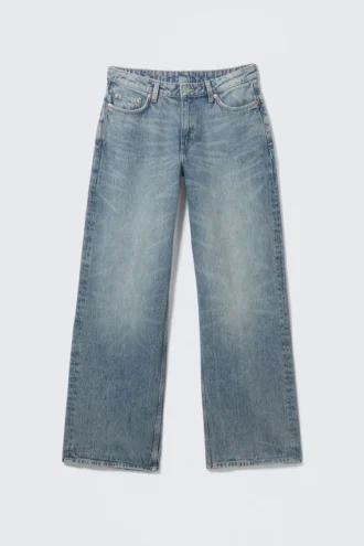 Weite, locker sitzende Low-Rise-Jeans – Blue Stream – Mittelblau