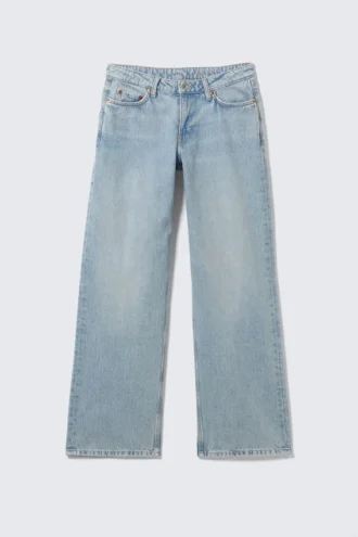 Weite, locker sitzende Low-Rise-Jeans – Lip Blue – Hellblau