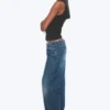 Weite, locker sitzende Low-Rise-Jeans – Mine Blue – Mittelblau Weite, locker sitzende Low-Rise-Jeans – Mine Blue – Mittelblau