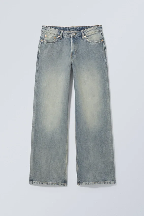 Weite, locker sitzende Low-Rise-Jeans – Stained Blue Weite, locker sitzende Low-Rise-Jeans – Stained Blue