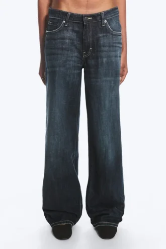 Weite, locker sitzende Low-Rise-Jeans – Tiefseeblau – Dunkelblau