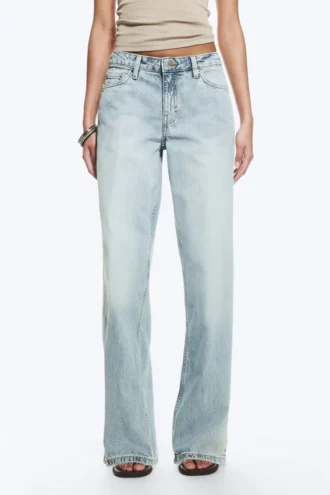 Weite, lockere Low-Rise-Jeans – Dream Blue – Hellblau
