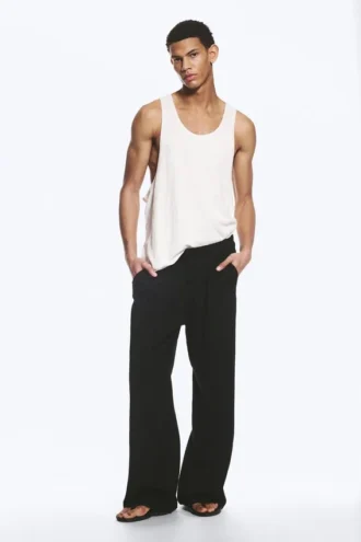 Weite Lounge-Hose aus Baumwolle – Schwarz