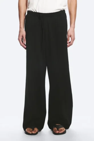 Weite Lounge-Hose aus Baumwolle – Schwarz