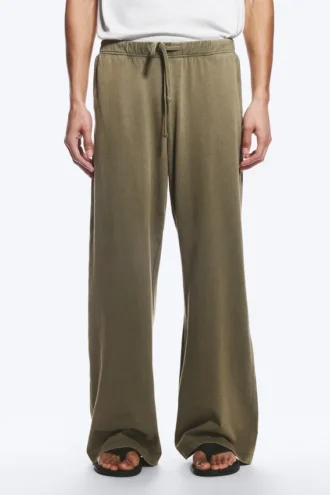 Weite Lounge-Hose aus Baumwolle – Staubiges Khaki-Grün