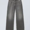 Weite Low-Rise-Jeans mit weitem Bein – Mine Grey – Dunkelgrau Weite Low-Rise-Jeans mit weitem Bein – Mine Grey – Dunkelgrau