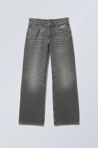 Weite Low-Rise-Jeans mit weitem Bein – Mine Grey – Dunkelgrau