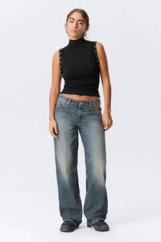 Weite Low-Rise-Jeans mit weitem Bein – Redondo Blue – Mittelblau