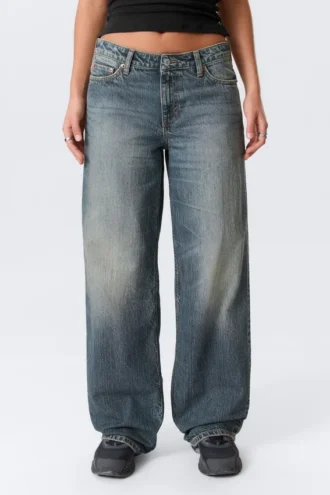 Weite Low-Rise-Jeans mit weitem Bein – Redondo Blue – Mittelblau