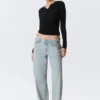 Weite Low-Rise-Jeans mit weitem Bein – Snow Blue – Hellblau Weite Low-Rise-Jeans mit weitem Bein – Snow Blue – Hellblau